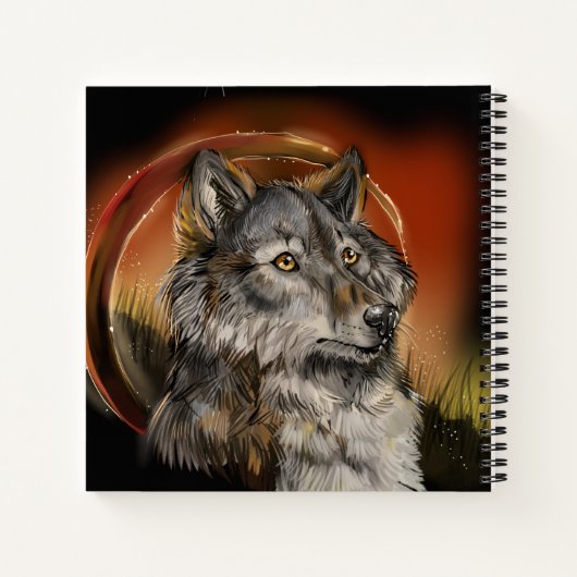 Golden Gaze Wolf Notitieboek (Achterkant)