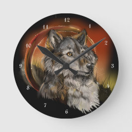 Golden Gaze Wolf Ronde Klok