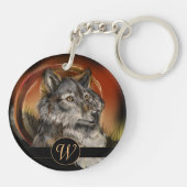 Golden Gaze Wolf Sleutelhanger (Achterkant)