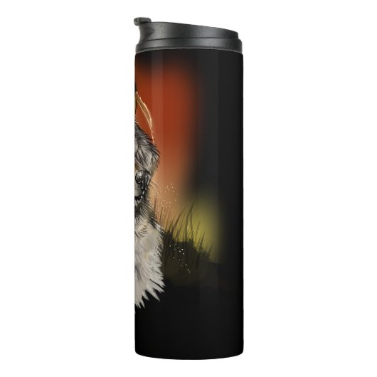 Golden Gaze Wolf Thermosbeker (Geroteerd rechts)