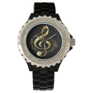 Golden Gclef Dames Rhinestone Watch Horloge
