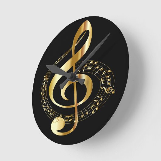 Golden Gclef Wall Clock Ronde Klok (Hoek)