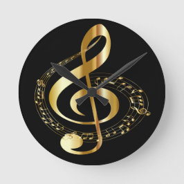 Golden Gclef Wall Clock Ronde Klok