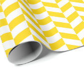 Golden Geel en White Herringbone Wrapping Paper Cadeaupapier (Rol Hoek)
