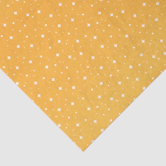 Golden Geel en Witte Stars Tissuepapier (Detail)
