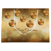 Golden gele kerstblazen met aangepaste tekst groot cadeauzakje (Voorkant)