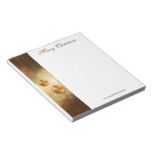 Golden gele kerstblazen met aangepaste tekst notitieblok (Schuin)