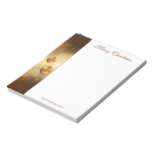 Golden gele kerstblazen met aangepaste tekst notitieblok (Linkerzijde)