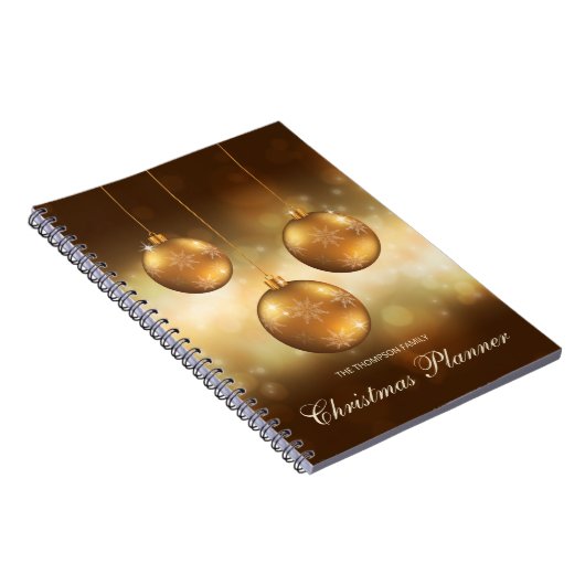 Golden gele kerstblazen met aangepaste tekst notitieboek (Rechterzijde)