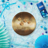 Golden gele kerstblazen met aangepaste tekst papieren bordje (Feest)