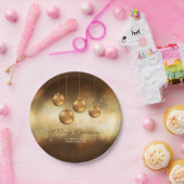 Golden gele kerstblazen met aangepaste tekst papieren bordje (Feest)