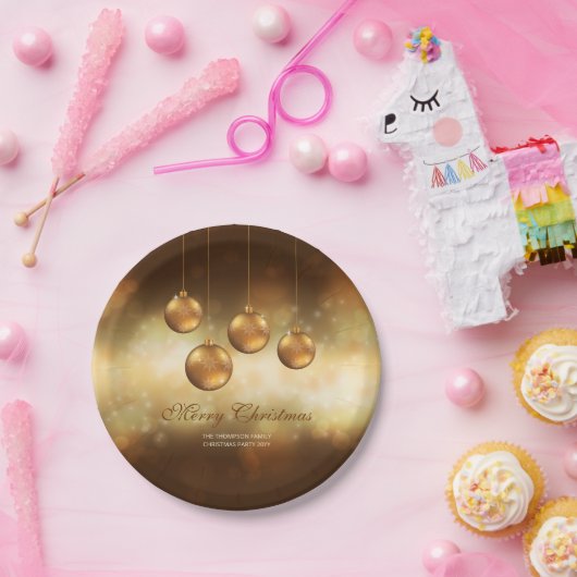 Golden gele kerstblazen met aangepaste tekst papieren bordje (Feest)