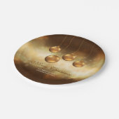 Golden gele kerstblazen met aangepaste tekst papieren bordje (Gekanteld)