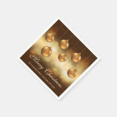 Golden gele kerstblazen met aangepaste tekst servet (Hoek)