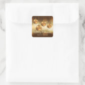 Golden gele kerstblazen met aangepaste tekst vierkante sticker (Tas)