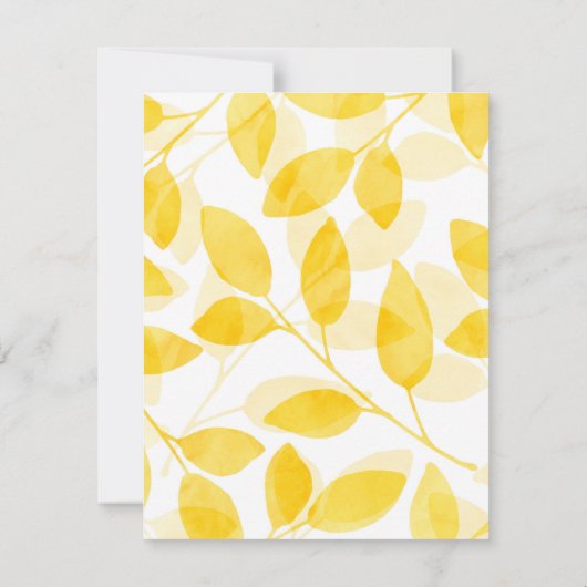 Golden gele Waterverf bladeren Kaart (Achterkant)
