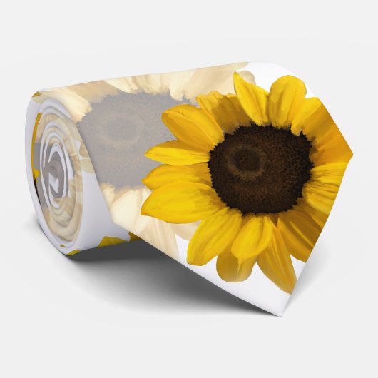 Golden gele zonnebloemen tegen witte achtergrond stropdas (Opgerold)