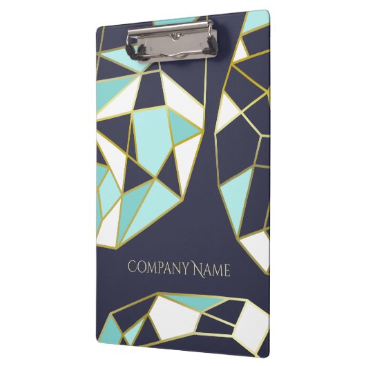 Golden Gem-contouren | Navy Blue en Turquoise Klembord (Links)