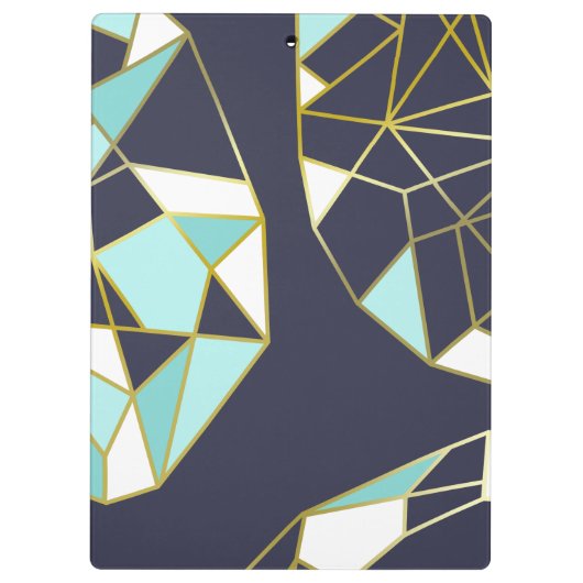 Golden Gem-contouren | Navy Blue en Turquoise Klembord (Achterkant)