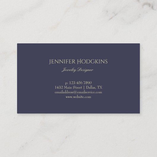 Golden Gem-contouren | Navy Blue | Joodontwerper Visitekaartje (Achterkant)