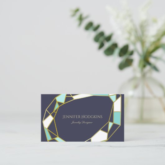 Golden Gem-contouren | Navy Blue | Joodontwerper Visitekaartje (Staand voorkant)