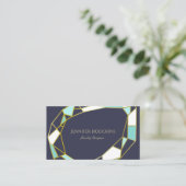 Golden Gem-contouren | Navy Blue | Joodontwerper Visitekaartje (Staand voorkant)