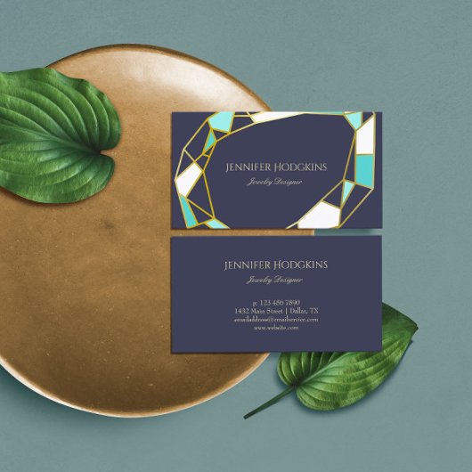 Golden Gem-contouren | Navy Blue | Joodontwerper Visitekaartje