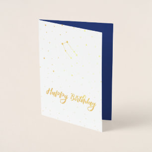 Golden Gemini Constellation Happy Birthday Folie Kaarten