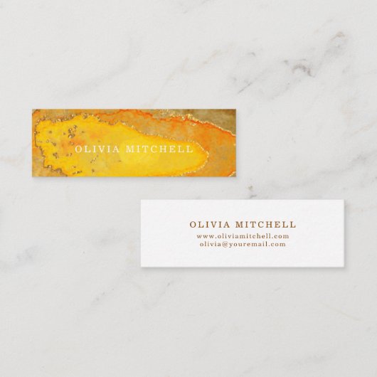 Golden Geode | Waterverf Mini Visitekaartje (Voorkant / Achterkant)