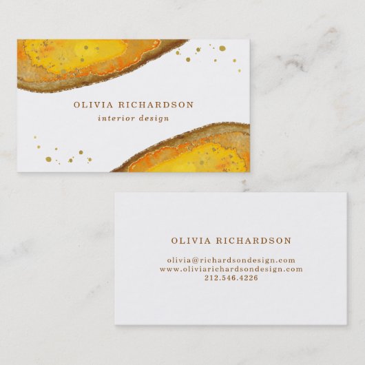 Golden Geode | Waterverf Visitekaartje (Voorkant / Achterkant)