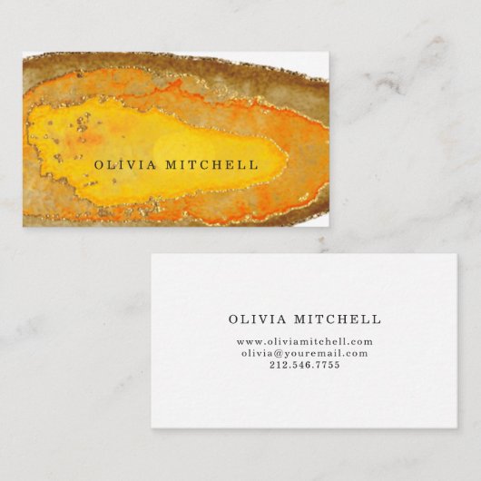 Golden Geode | Waterverf Visitekaartje (Voorkant / Achterkant)