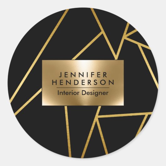 Golden Geometric Abstract Ronde Sticker (Voorkant)