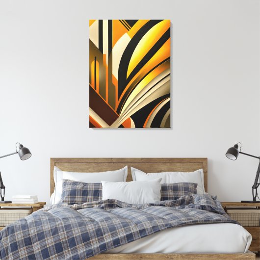 Golden Geometric Abstracte kunst Canvas Afdruk (Insitu (Slaapkamer))