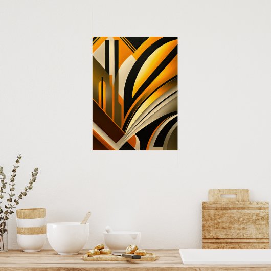 Golden Geometric Abstracte kunst Poster (Keuken)