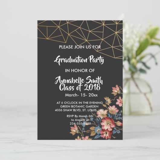 Golden Geometric Afstuderen Kaart (Staand voorkant)