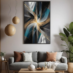 Golden Geometric Aurora Canvas Afdruk