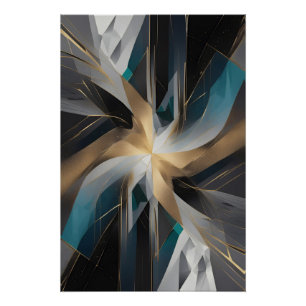 Golden Geometric Aurora Perfect Poster