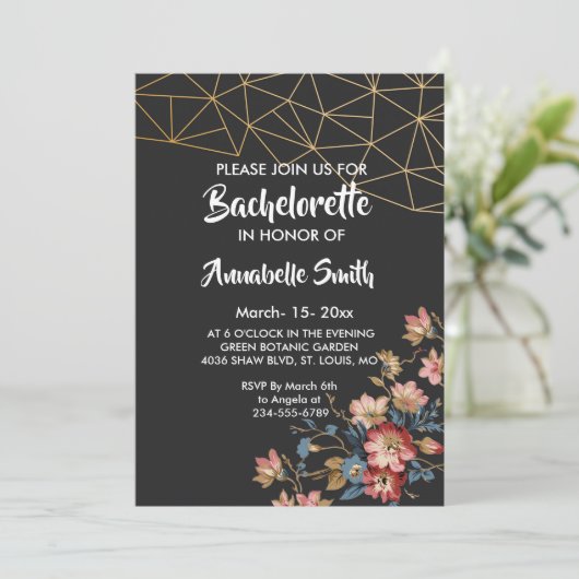 Golden Geometric bachelor Kaart (Staand voorkant)