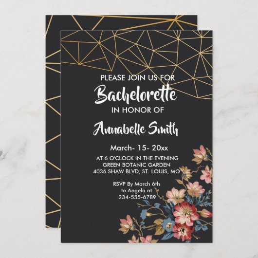 Golden Geometric bachelor Kaart (Voorkant / Achterkant)