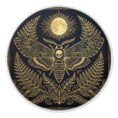 Golden Geometric Death Head Moth Celestial   Keramische Knop (Voorkant)