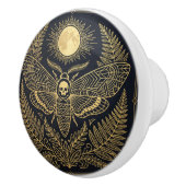 Golden Geometric Death Head Moth Celestial   Keramische Knop (Rechts)