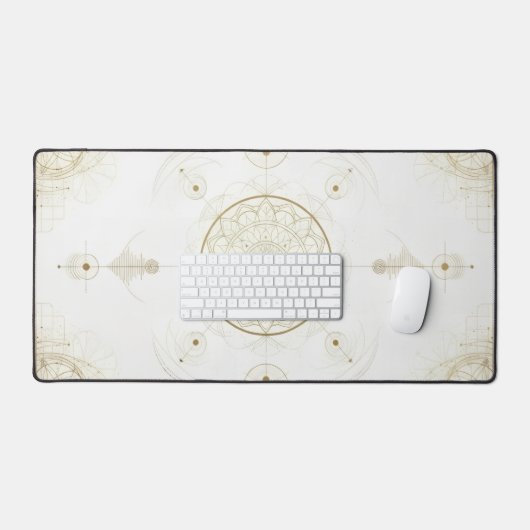 Golden Geometric Desk Mat (Keyboard & Muis)
