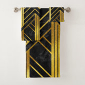 Golden Geometric Dimoned Art Deco over zwarte marm Bad Handdoek (Insitu)