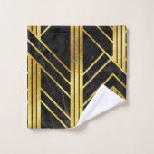 Golden Geometric Dimoned Art Deco over zwarte marm Bad Handdoek (Wasdoekje)