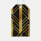 Golden Geometric Dimoned Art Deco over zwarte marm Cadeaulabel (Voorkant)