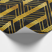 Golden Geometric Dimoned Art Deco over zwarte marm Cadeaupapier (Hoek)