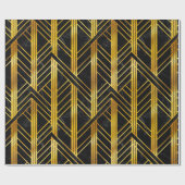 Golden Geometric Dimoned Art Deco over zwarte marm Cadeaupapier (Vlak)