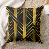 Golden Geometric Dimoned Art Deco over zwarte marm Kussen (Deken)