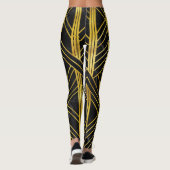Golden Geometric Dimoned Art Deco over zwarte marm Leggings (Achterkant)