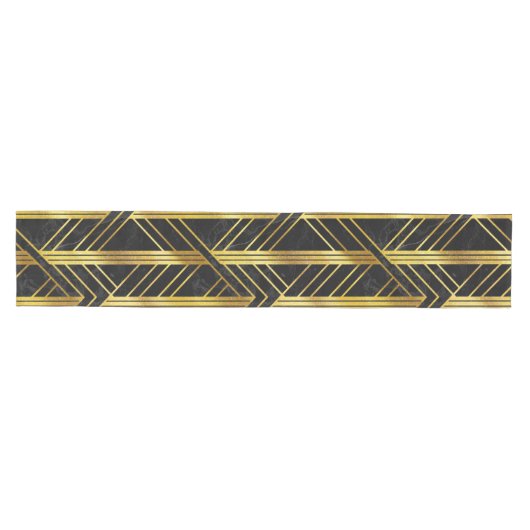 Golden Geometric Dimoned Art Deco over zwarte marm Medium Tafelloper (Horizontaal)